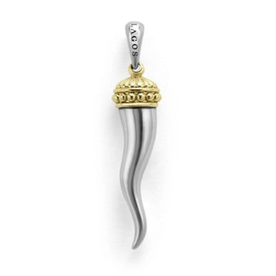 18K Yellow Gold and Sterling Silver Horn Pendant