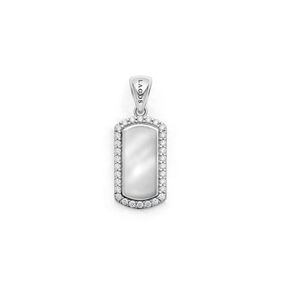 Sterling Silver Diamond Border Tag Amulet
