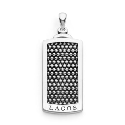 Sterling Silver Caviar Beaded Tag Amulet