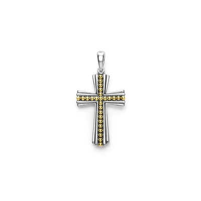 Two-Tone Caviar Beaded Cross Amulet