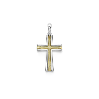 Small Two-Tone Caviar Beaded Cross Amulet