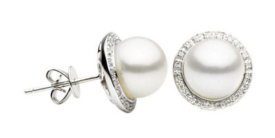 14K White Gold Cultured Pearl Earrings