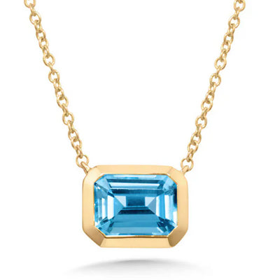 14K Yellow Gold Blue Topaz Necklace