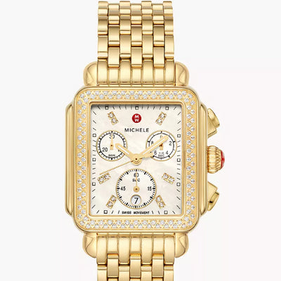 Deco 18K Gold PLated Diamond Watch