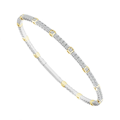 14K White and Yellow Gold and Titanium Diamond Bracelet