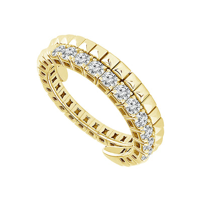 14K Yellow Gold and Titanium Two-Row Diamond Ring