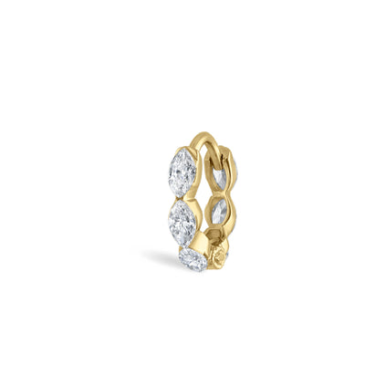 18K Yellow Gold Round Diamond Single Eternity Hoop Earring