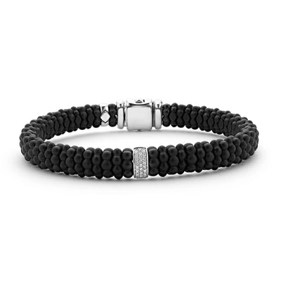 Single Station Matte Ceramic Diamond Bracelet, 9mm