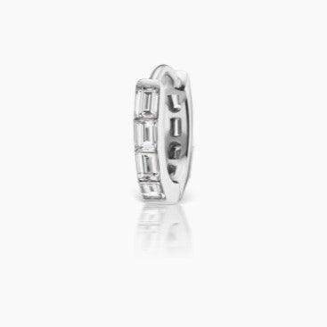 18K invisible set baguette diamond eternity hoop earring