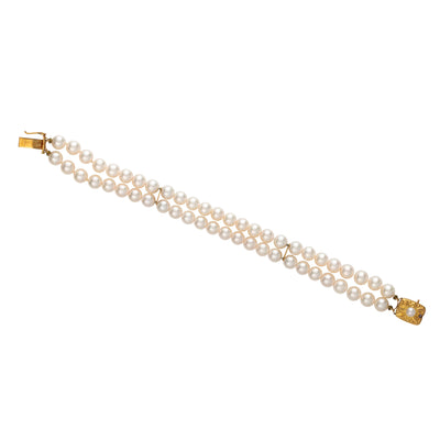 ESTATE MIKIMOTO DOUBLE STRAND AKOYA CULTURED PEARL BRACELET