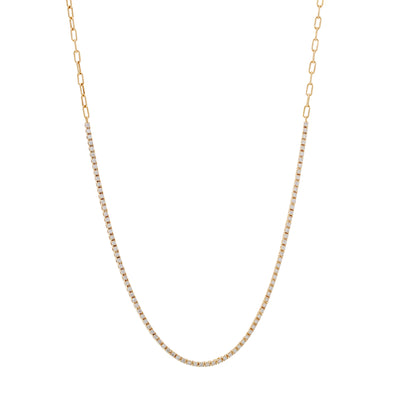 ESTATE 18K YELLOW GOLD DIAMOND AND PAPERCLIP CHAIN NECKLACE