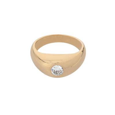ESTATE 14K YELLOW GOLD DIAMOND SIGNET RING