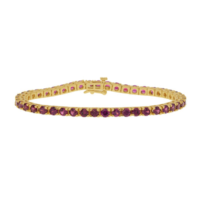 Estate 14K Yellow Gold Rhodolite Garnet Eternity Bracelet