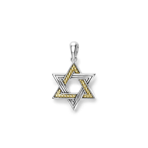 Sterling Silver and 18K Yellow Gold Star of David Pendant