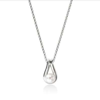Surf Pearl Pendant Necklace in Sterling Silver, 8.5-9MM