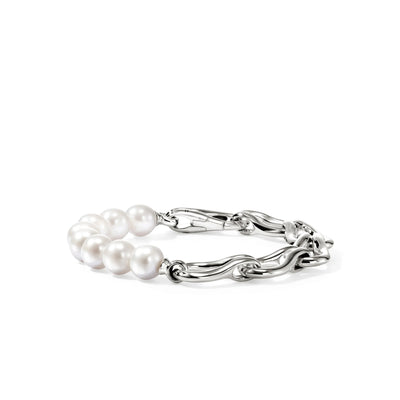 Freshwater Pearl Surf Bracelet in Sterling Silver, 8.5-9.5MM