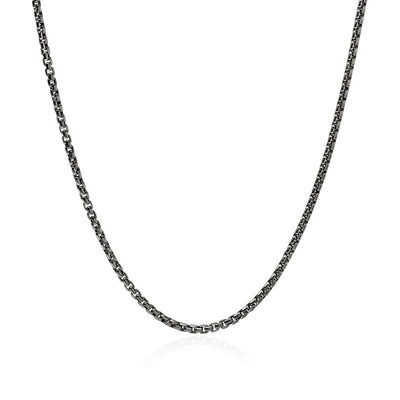 Box Chain Necklace in Dark Silver, 22 Inches