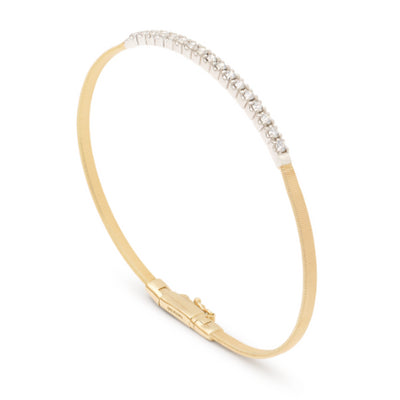 18K Yellow Gold Small Stackable Bracelet With Diamond Bar