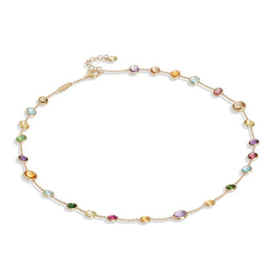 18K Yellow Gold Jaipur Gemstone Bezel Set Necklace