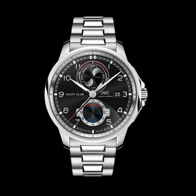 Portugieser Yacht Club Moon & Tide Stainless Steel, Black Dial Watch | 44.6MM | IW344002