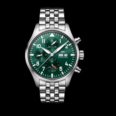 Pilot Chronograph Stainless Steel, Green Dial Watch | 43MM | IW378006