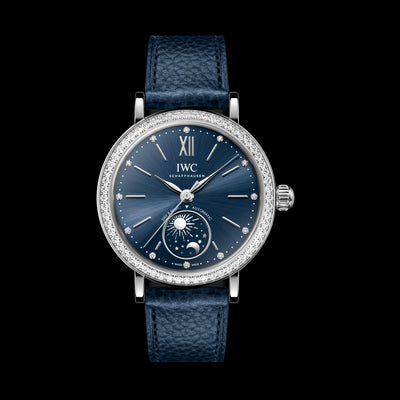 Portofino Automatic Day & Night Stainless Steel Diamond Bezel, Blue Dial Watch | 34MM | IW659801
