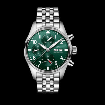 Pilot Chronograph Stainless Steel, Green Dial Watch | 41MM | IW388104