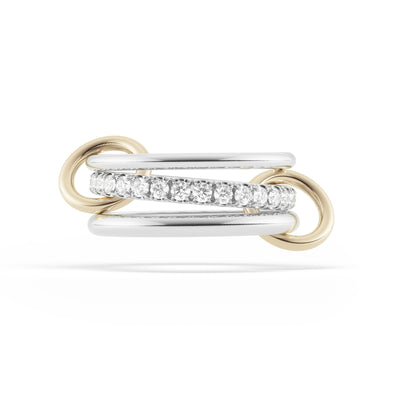 Petunia Grey Diamond Triple-Band Ring in 18K Yellow Gold & Sterling Silver
