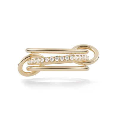 Diamond Accent Three Link Rink in 18K Yellow Gold