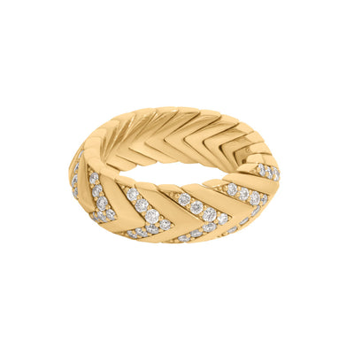 Pavé Diamond Chevron Stretchy Ring in 14K Gold Yellow Gold, 0.58cttw