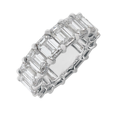 Emerald-Cut Lab Grown Diamond Eternity Band in 14K White Gold, 10.60cttw