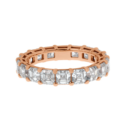 Assher-Cut Lab Grown Diamond Eternity Band in 14K Rose Gold, 5.75cttw