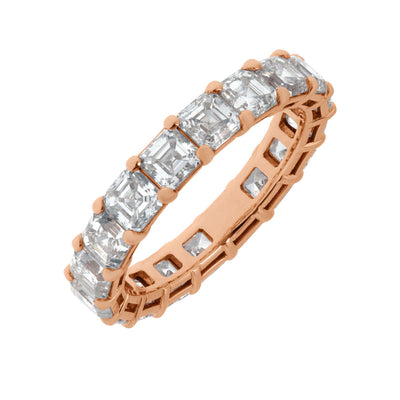 Assher-Cut Lab Grown Diamond Eternity Band in 14K Rose Gold, 5.75cttw