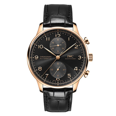 Portugieser Chronograph 18K Rose Gold, Black Dial Watch | 41MM | IW371625