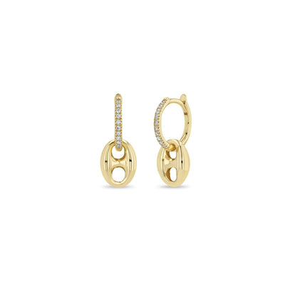 Diamond Hinged Huggie Earrings in 14K Yellow Gold, 0.10cttw