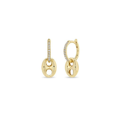 Diamond Hinged Huggie Earrings in 14K Yellow Gold, 0.10cttw