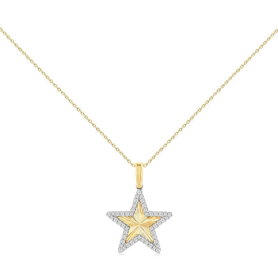 14K Gold White Gold/Yellow Gold 0.25CTTW Diamond Pendant with Chain NECKLACE