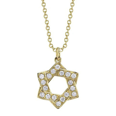 Diamond Star of David Necklace in 14K Yellow Gold, 0.24cttw