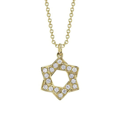 Diamond Star of David Necklace in 14K Yellow Gold, 0.24cttw