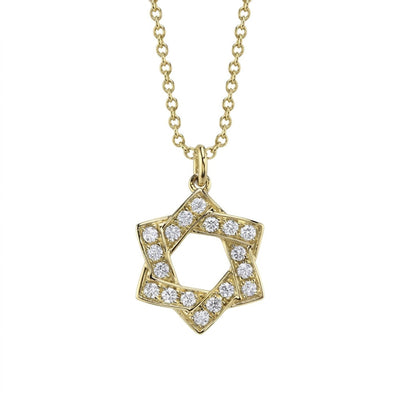 Diamond Star of David Necklace in 14K Yellow Gold, 0.24cttw