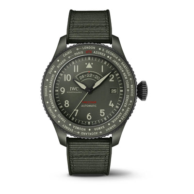 Pilot Timezoner TOP GUN Woodland Ceramic Green Dial Watch | 46MM | IW395601