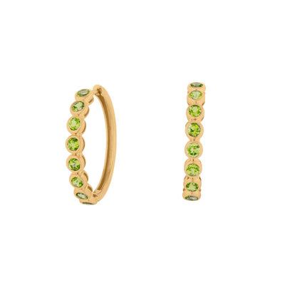 Bezel-Set Peridot Hoop Earrings in 14K Yellow Gold