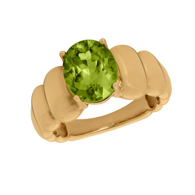 Oval Peridot Ring in 14K Yellow Gold, 2.70cttw
