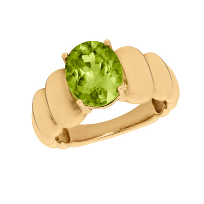 Oval Peridot Ring in 14K Yellow Gold, 2.70ct