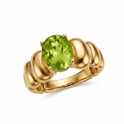 Oval Peridot Ring in 14K Yellow Gold, 2.70ct