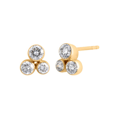 Trio Lab Grown Diamond Earrings in 14K Yellow Gold, 0.75cttw