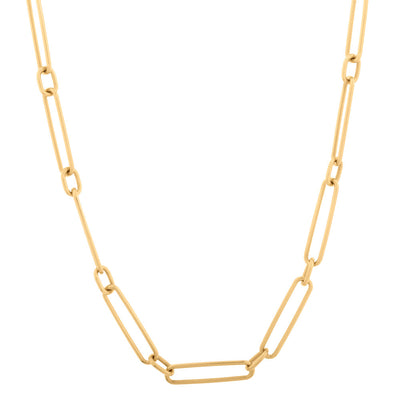 Oval Paperclip Link Necklace in 14K Yellow Gold