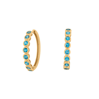 Bezel-Set Swiss Blue Topaz Earrings in 14K Yellow Gold, 2.24cttw