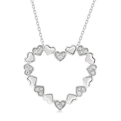 Heart of Hearts Round Diamond Necklace in Sterling Silver