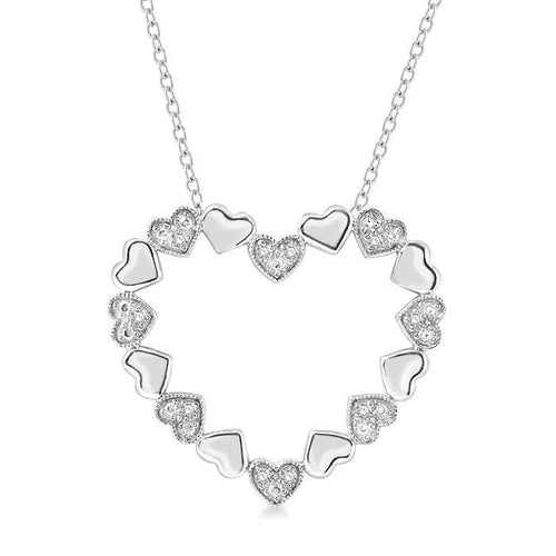 Heart of Hearts Round Diamond Necklace in Sterling Silver